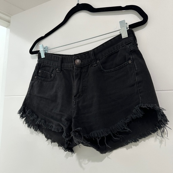 Free People We The Free Black High Waisted Denim Cutoff Shorts | Size 26 - Picture 8 of 13